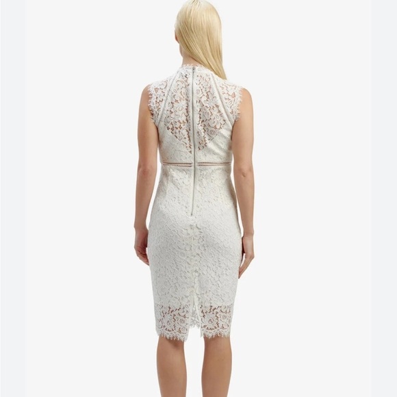 Bardot Light Blue Lace Panel Knee Length Dress High Neck Sleeveless Size 8/M - Picture 2 of 7